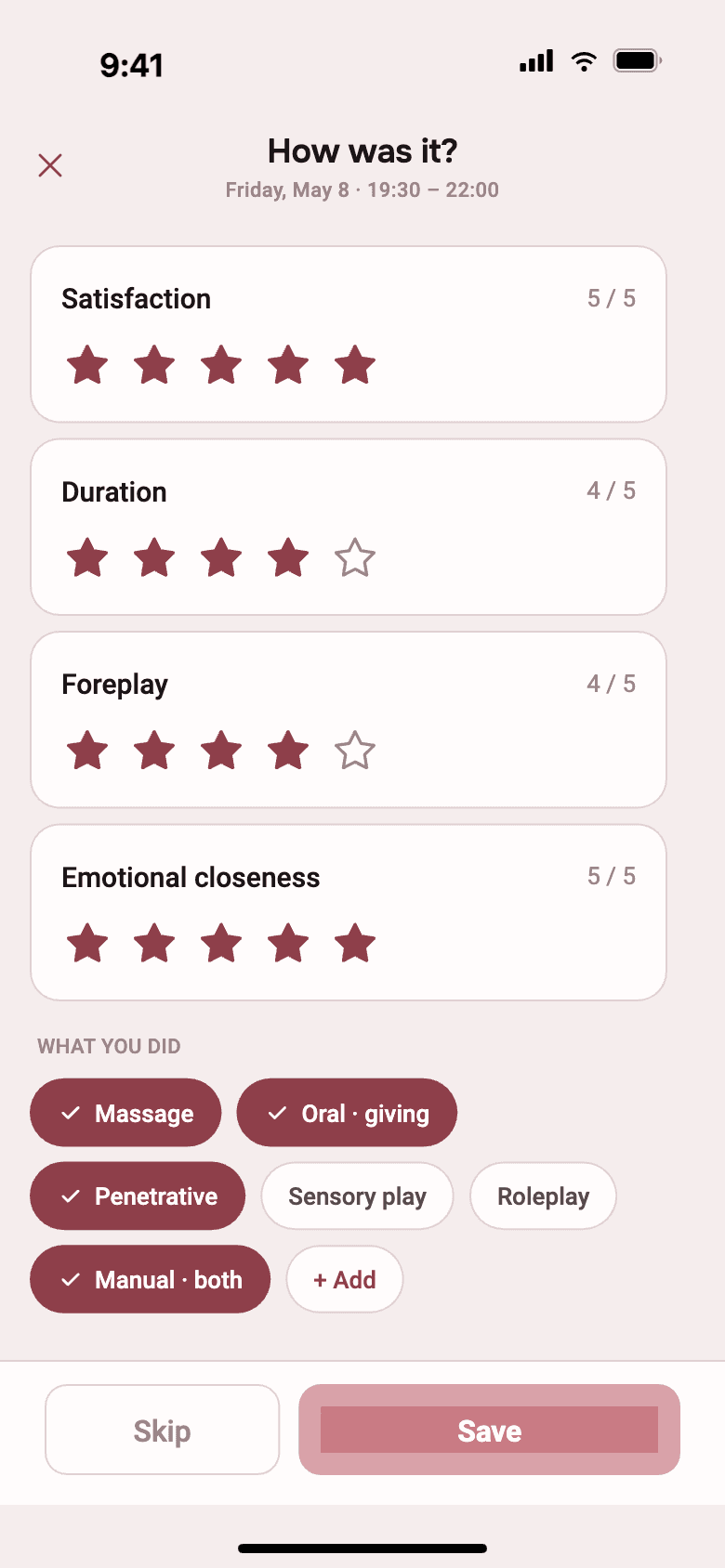 Review screen